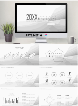 灰色极简公司简介PPT模板.pptx[共24张]