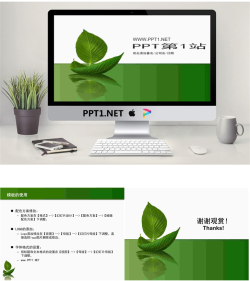 简洁树叶背景植物PPT模板.ppt[共3张]