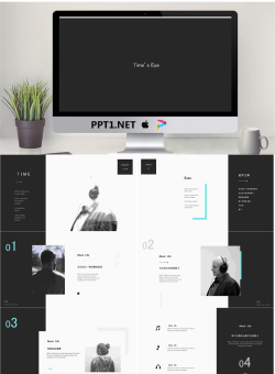 黑白极简风格艺术设计PPT模板免费.pptx[共10张]