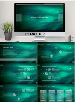 绿色模糊iOS风格的科技行业PPT模板免费.pptx[共30张]